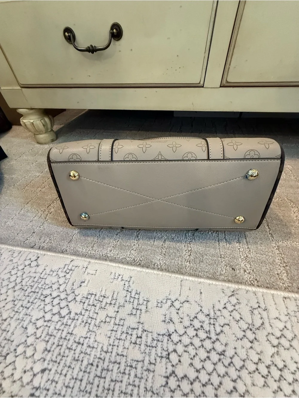 Gray Monogram Top-Handle Tote - Luxury Designer Inspired